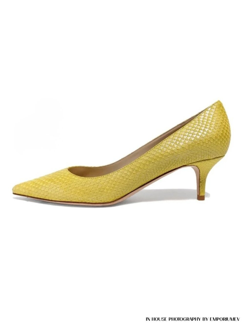 Jimmy Choo Agnes Yellow Snake Print Size EU 37 US 7 Kitten Heel Pumps. Authentic